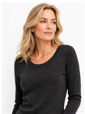 Theory Charcoal Grey Boat Neck Knit Sweater Wool Blend Size Large